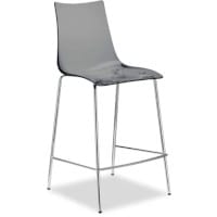Zebra Antishock Bar Stool With H650mm Chrome Base Translucent Smoked Grey