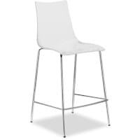 Zebra Antishock Bar Stool With H650mm Chrome Base Glossy White