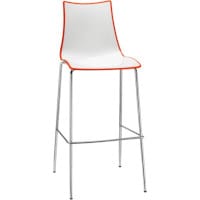 Zebra Bicolore Bar Stool With H800mm Chrome Base White/Orange