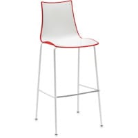Zebra Bicolore Bar Stool With H800mm White Coated Base White/Red