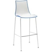 Zebra Bicolore Bar Stool With H800mm White Coated Base White/Cornflower Blue