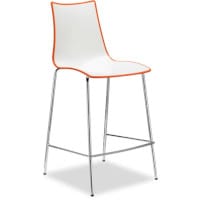Zebra Bicolore Bar Stool With H650mm Chrome Base White/Orange