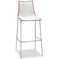 Zebra Bicolore Bar Stool With H650mm Chrome Base White/Red