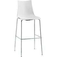 Zebra Technopolymer Bar Stool with H800mm Chrome Base Linen White