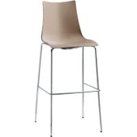Zebra Technopolymer Bar Stool with H800mm Chrome Base Dove Grey