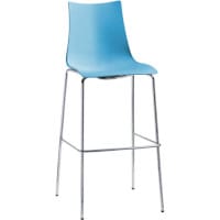 Zebra Technopolymer Bar Stool with H800mm Chrome Base Light Blue
