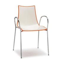 Zebra Bicolore Chrome Leg High Gloss Stacking Canteen Chair With Arms White/Orange