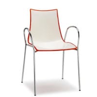 Zebra Bicolore Chrome Leg High Gloss Stacking Canteen Chair With Arms White/Red