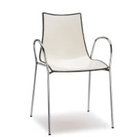 Zebra Bicolore Chrome Leg High Gloss Stacking Canteen Chair With Arms White/Anthracite
