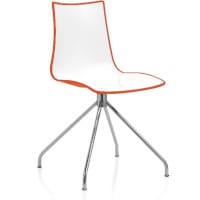 Zebra Bicolore High Gloss Canteen Chair With Chrome Trestle Base White/Orange