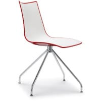 Zebra Bicolore High Gloss Canteen Chair With Chrome Trestle Base White/Red