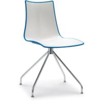 Zebra Bicolore High Gloss Canteen Chair With Chrome Trestle Base White/Cornflower Blue