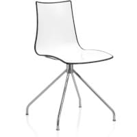 Zebra Bicolore High Gloss Canteen Chair With Chrome Trestle Base White/Anthracite