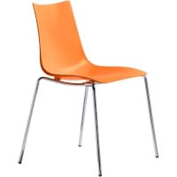 Zebra Technopolymer Chrome Leg Canteen & Breakout Stacking Chair Orange