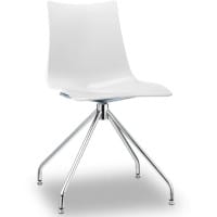 Zebra Technopolymer Canteen Chair with Chrome Trestle Revolving Base Linen White