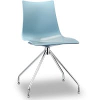 Zebra Technopolymer Canteen Chair with Chrome Trestle Revolving Base Light Blue