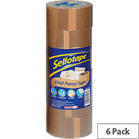 Sellotape Buff Case Sealing 50mm x 66m Packing Tape (6 Pack) 