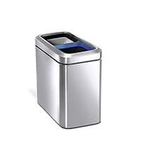 Simplehuman 20L Dual Compartment Slim Open Top Recycler Bin – Brushed Stainless Steel & Fingerprint-Proof Finish