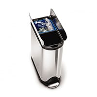 Simplehuman 40L Dual Compartment Slim Butterfly Pedal Bin – Brushed Stainless Steel with Soft-Close Lid CW2017