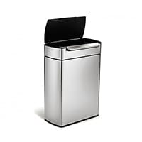 48L Simplehuman Rectangular Dual-Compartment Recycler Bin - Touch-Bar Operated Brushed Stainless Steel with Removable Inner Buckets CW2018