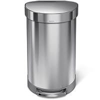 Simplehuman Semi-Round Steel Bin 45L Pedal Operated Brushed Stainless Steel With Liner Rim CW2030