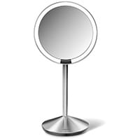 Simplehuman Free Standing Sensor Mirror With Travel Case Dia. 12cm 10x Magnification Stainless Steel Rechargeable ST3004