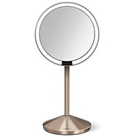 Simplehuman Free Standing Sensor Mirror With Travel Case Dia. 12cm 10x Magnification Rose Gold Steel Rechargeable ST3010