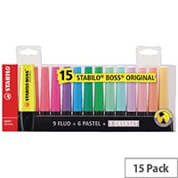 Stabilo Boss Highlighter Assorted Pack of 15 1868221