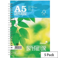 Silvine Blue FSC Certified A5 Notebook Pack of 5 R203