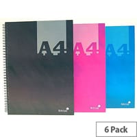Silvine Assorted A4 Casebound Notebooks Pack of 6