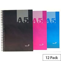 Silvine A5 Casebound Twin Wire Notebook Assorted THBA5AC Pack of 12