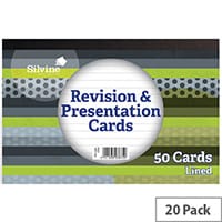 Silvine 50 Revision Notecard Pad Lined White Pack of 20 CR50