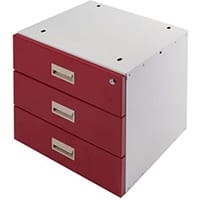 Drawer Unit Triple Red Drawers 420X420X430mm