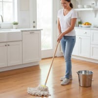Heavy Duty Cotton Mop Capacity 8oz Complete with Wooden Handle Single Pack