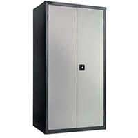 Probe Standard Double Door Cupboard with 3 Adjustable Shelves W915xD460xH1780mm Black Body Silver Door