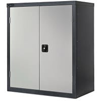 Probe Small Cupboard Complete With One Adjustable Shelf W915xD460xH1015mm Black Body Silver Door