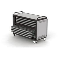 Lapstore Secure Charge Trolley For Up To 16 Large Size Laptops Light Grey & Black 8 Drawers - 2 Compartments in Each
