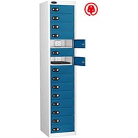 Probe 15 Door Charge & Store Locker Cam Lock ACTIVECOAT W380xD525xH1780mm White Body Blue Door 7 Year Warranty