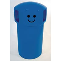 Spacebin Hooded Blue Plastic Litter Bin With Galvanised Liner And Smiley Face Logo 145 Litres Capacity