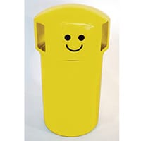Spacebin Hooded Yellow Plastic Litter Bin With Galvanised Liner And Smiley Face Logo 145 Litres Capacity