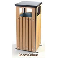Metal With Plastic Wood Effect Finish 36 Litre Out Door Bin