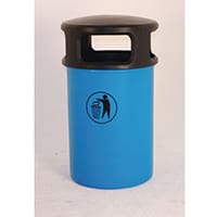 Outdoor Hooded Plastic Litterbin Blue