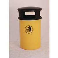 Outdoor Hooded Plastic Litterbin Yellow