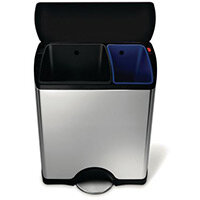 Simplehuman Rectangular Recycler Pedal Bin With Plastic Lid 46 Litre (30/16) Brushed Ste
