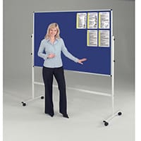 Double Sided Blue Mobile Noticeboard 2030mm High Board Dims HxW: 1200x900mm