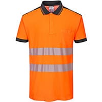Portwest T180 PW3 Hi-Vis Short Sleeve Polo Shirt Orange & Black XXL