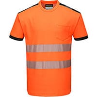 Portwest T181 PW3 Hi-Vis Short Sleeve T-Shirt Orange & Black Medium