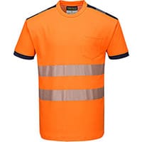 Portwest T181 PW3 Hi-Vis Short Sleeve T-Shirt Orange & Navy XL