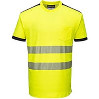 Portwest T181 PW3 Hi-Vis Short Sleeve T-Shirt Yellow & Black XSmall