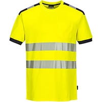 Portwest T181 PW3 Hi-Vis Short Sleeve T-Shirt Yellow & Grey Medium